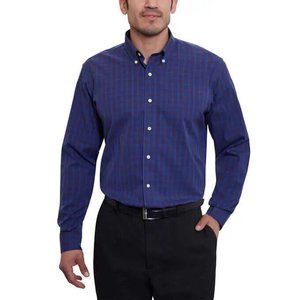New Kirkland Signature Men’s Traditional Fit Dress Shirt, Non-Iron Navy Plaid